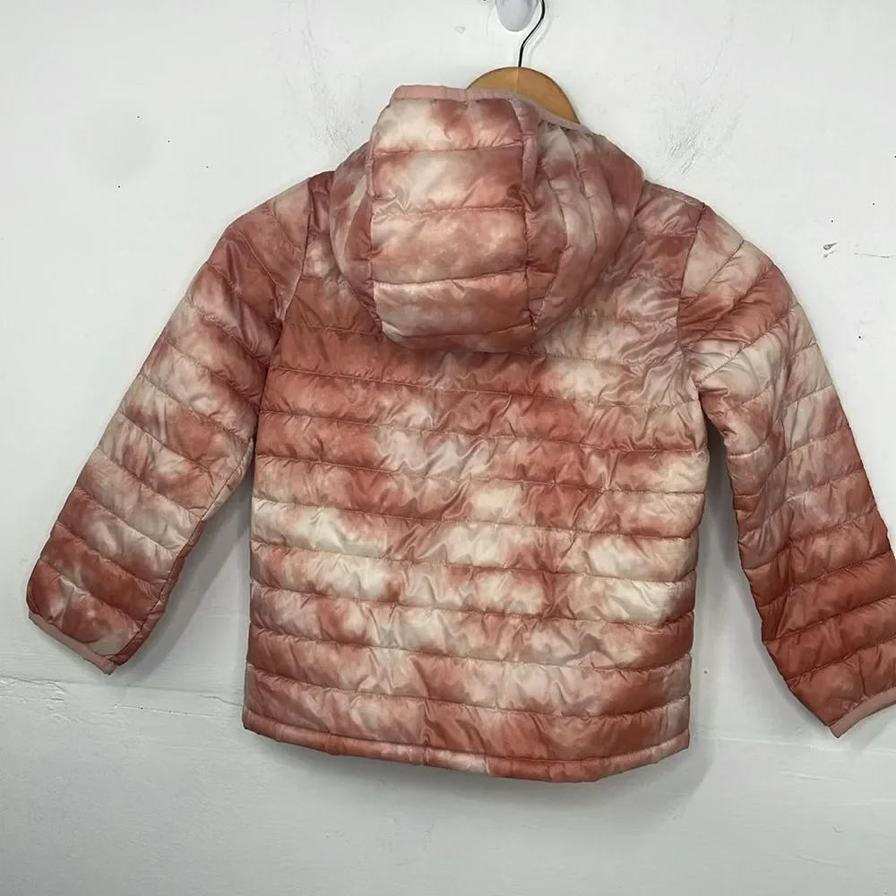 Gap Kids 100% Recycled Polyester Cold Control Puffer Jacket Pink Tie Dye size XS